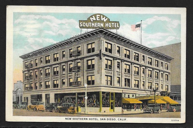 New Southern Hotel Outside View San Diego CA Used c1930