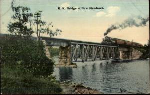 Brunswick ME Area RR Train on Bridge c1910 Postcard
