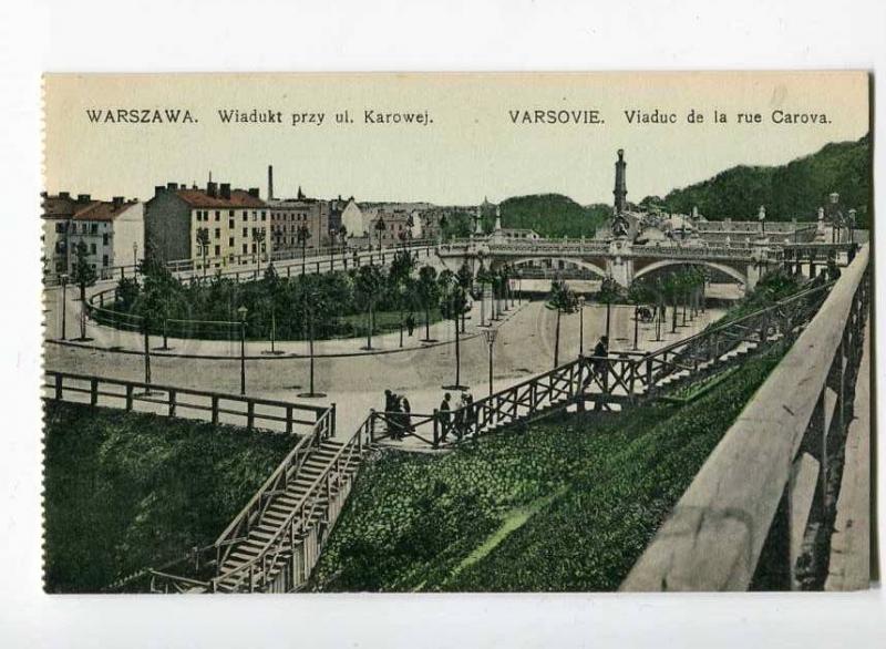 251510 POLAND WARSZAWA Warsaw Karowej street bridge Vintage PC