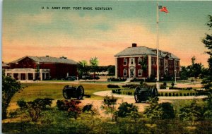 1940s US Army Post Fort Knox Kentucky Linen Postcard