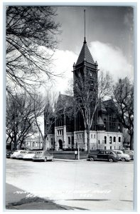 c1940's Montgomery County Court House Cars Red Oak Iowa IA RPPC Photo Postcard