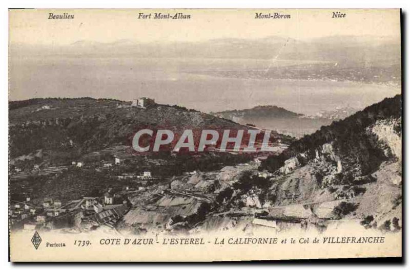 Old Postcard French Riviera Esterel California and the Col de Villefranche