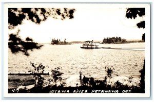 1940 Ottawa River Steamer Ship View Petawawa Ontario RPPC Photo Postcard