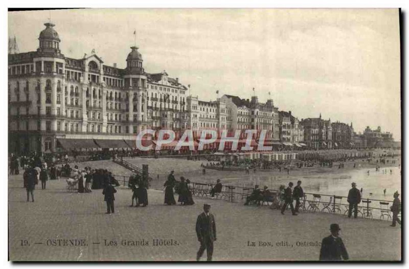 Old Postcard Ostend major hotels