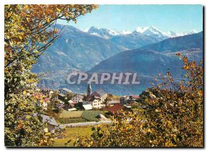 Postcard Modern Village Montana Val d'Anniviers and Weisshorn