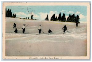 1939 Skiing at Ste. Agathe Quebec Canada Posted Vintage Photogelatine Postcard 