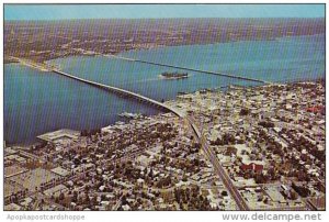 Aerial View Downtown New Bridge Across Caloosahatchee Rive In Foreground Fort...