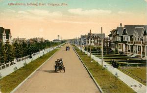 Vintage Postcard 13th Ave Looking East Calgary Alta Alberta Canada