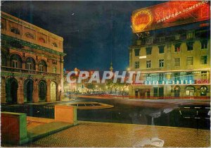 Postcard Modern Lisboa Rossio Night The National Theater has left Portugal Shell