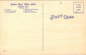 Columbia TN Julian Mays’ Motor Hotel Motel Mutiview Postcard