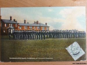 c1909 - Shorncliffe Camp - Hussars at Church Parade