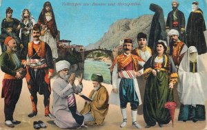 Ethnicity folk types from Bosnia and Herzegovina costumes Judaica postcard