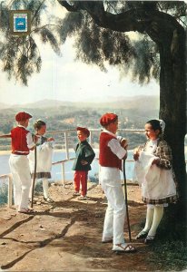 Basque country Postcard ethnic types folk costumes folk dances children group
