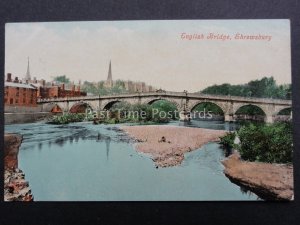 Shropshire SHREWSBURY English Bridge - Old Postcard by Valentine