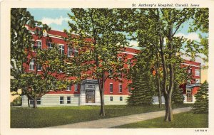 Carroll Iowa 1940s Postcard St. Anthony's Hospital