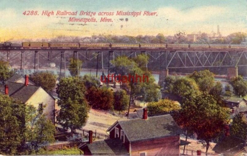 HIGH RAILROAD BRIDGE ACROSS MISSISSIPPI RIVER, MINNEAPOLIS, MN 1912