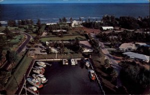 Jupiter Florida FL Birdseye View Boats 1950s-60s Postcard
