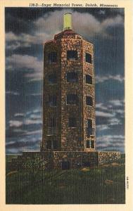 Duluth Minnesota~Enger Memorial Tower By Night~1940 Linen Postcard