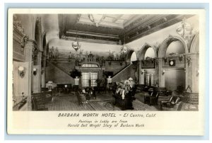 c1910's Barbara Worth Hotel Interior Paintings El Centro CA RPPC Photo Postcard