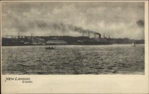 New London CT Shipyards & Steamer Minnesota c1905 Postcard jrf