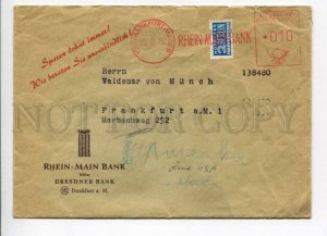 421709 GERMANY 1952 ADVERTISING Rhein-Main Bank Postage meter COVER Berlin label