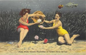 Silver Springs Florida 1940s Postcard Pretty Girls Bathing Beauties Underwater