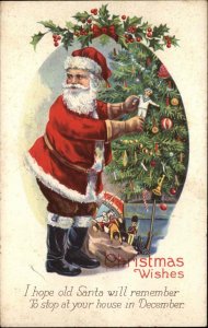 Christmas Stecher 1511C Santa Claus Puts Toys on Tree c1910 Vintage Postcard