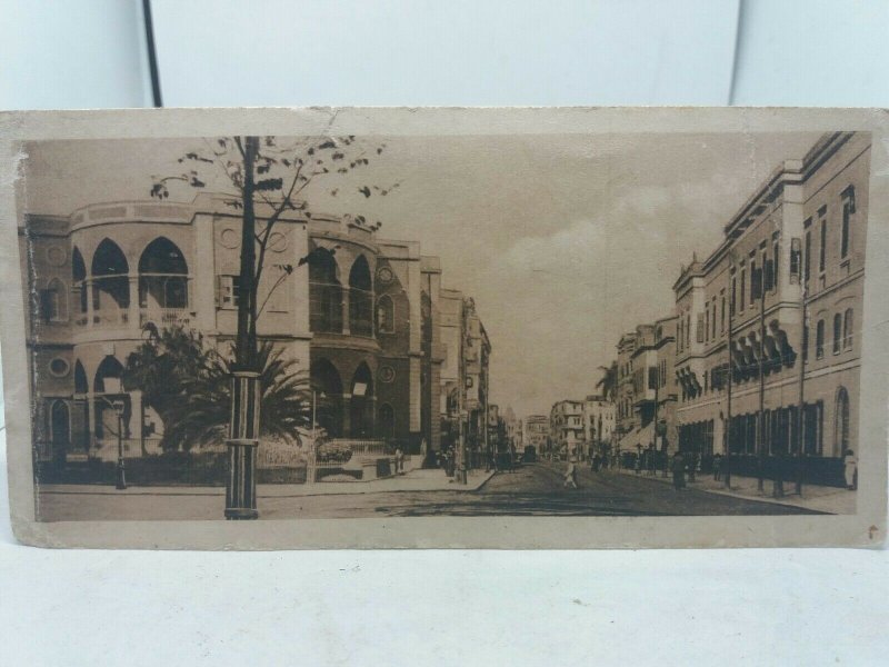 Vintage Antique Landscape Postcard Abdel Aziz Street Cairo Egypt 1917