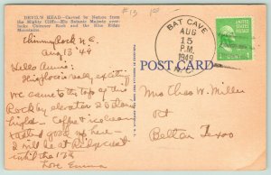 Chimney Rock North Carolina~Devil's Head Perched on Edge~Top by Elevator~1949