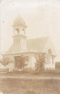 D71/ Sutherland Iowa Ia Real Photo RPPC Postcard 1907 Hill Church Building