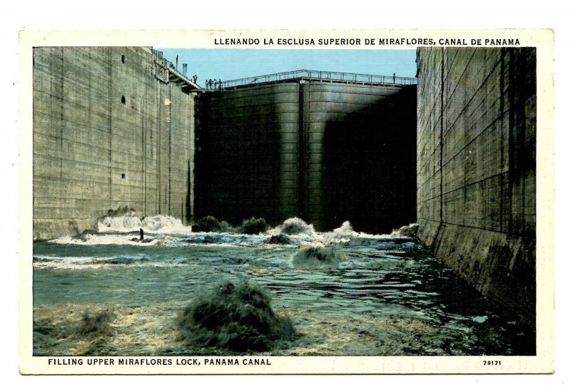 Panama - Canal Zone. Miraflores Lock, Filling Upper Chamber