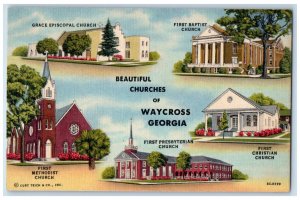 c1930's Beautiful Churches Of Waycross Georgia GA Unposted Vintage Postcard 