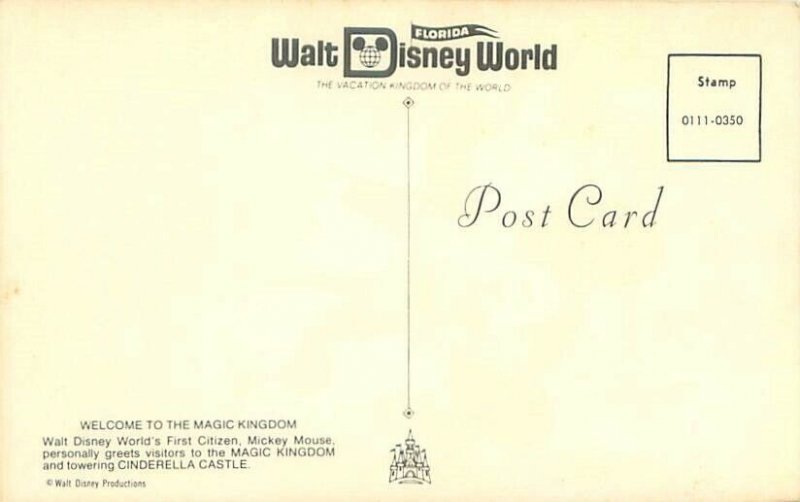 Mickey Mouse at Walt Disney World, Cinderella's Castle Chrome Postcard Unused