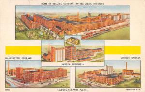 home of kellogg company corn flakes battle creek michigan Antique Postcard L3614