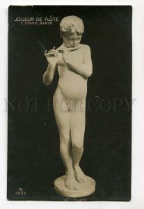 285744 STARK Nude Boy w/ FLUTE Vintage postcard