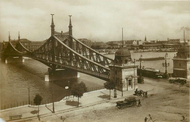 Hungary Budapest Francis Joseph bridge photo postcard 1928