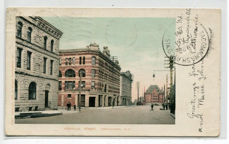 Granville Street Vancouver British Columbia Canada 1906 postcard