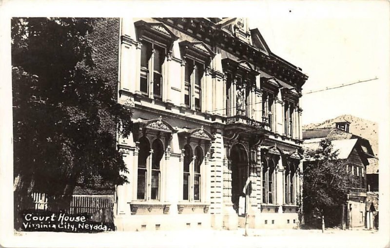 RPPC Virginia City NV Court House Nevada Vintage Real Photo Postcard ca 1930s