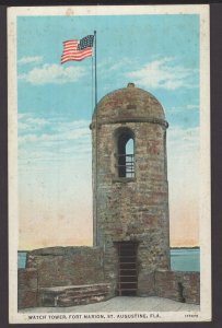 Florida St. Augustine - Watch Tower, Fort Marion with U. S. Flag ~ WB
