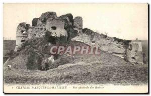 Old Postcard Chateau D & # 39Arques The General view of Battle Ruins