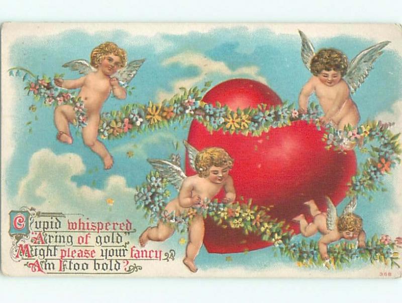 Pre-Linen Valentine CUPIDS FLYING AROUND PART AB3149