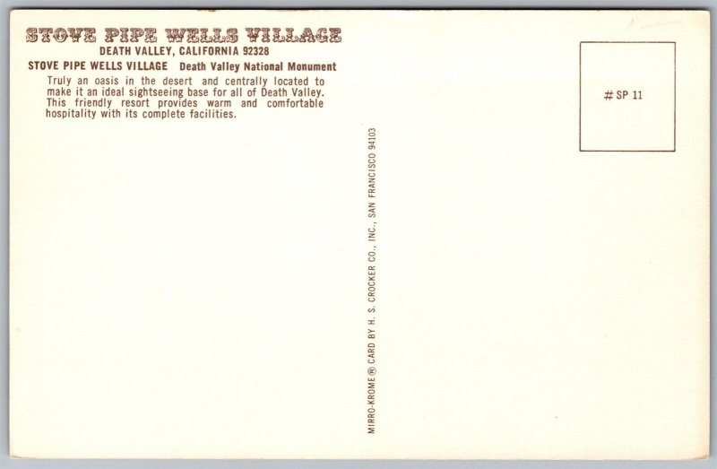 Vtg Death Valley California CA Stove Pipe Wells Village Resort Postcard