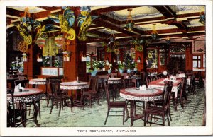 Linen Postcard Inside of Toy's Restaurant in Milwaukee, Wisconsin