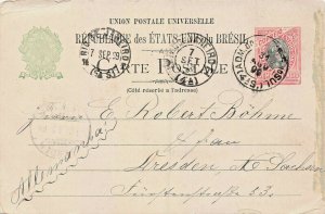 RIO DE JANEIRO TO DRESDEN GERMANY~1899 MESSAGE POSTCARD