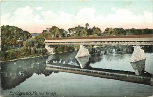 Postcard 1907 covered Bridge Maine Norridgewock Leighton undivided 23-12487