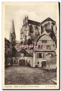 Old Postcard Auxerre Church St Germain and Old House