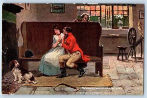 Bavaria Germany Postcard Gentle Art of Making Love Dog c1910 Oilette Tuck Art