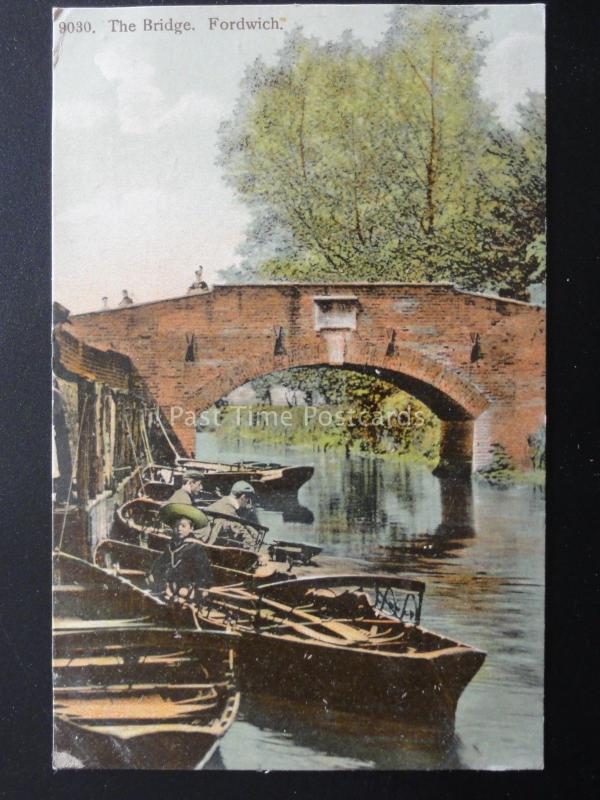 Kent FORDWICH The Bridge showing Rowing Boats c1906 Old Postcard