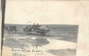 RPPC Grass-oline Power Old Car Cattle Lodgepole? 1909 Vintage Postcard