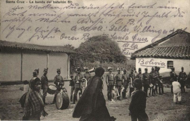 bolivia, SANTA CRUZ, La Banda del Batallón 6°, Military Music Band 1912 Postcard